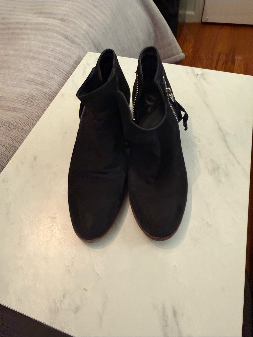 Sam Edelman Black Suede Ankle Booties with Side Zip Detail